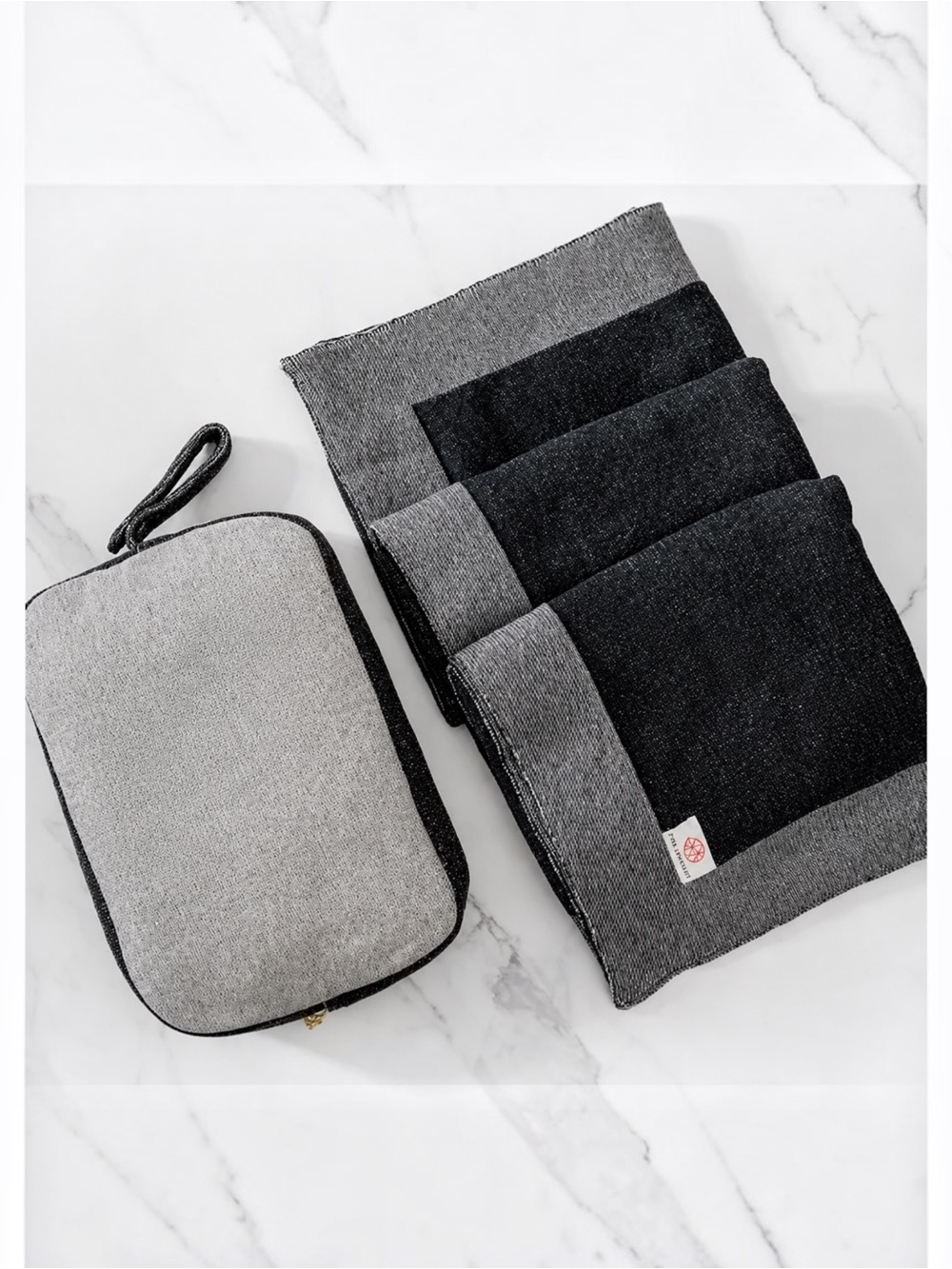 Pink Lemonade Reversible Solid Travel Blanket Organic Cotton Black Gray NWOT